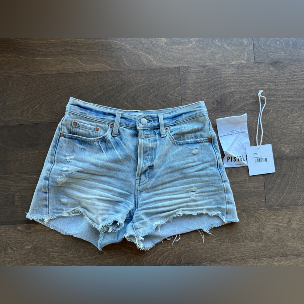 Pistola Light Blue Connor Relaxed High Rise Vintage Denim Shorts- size 25